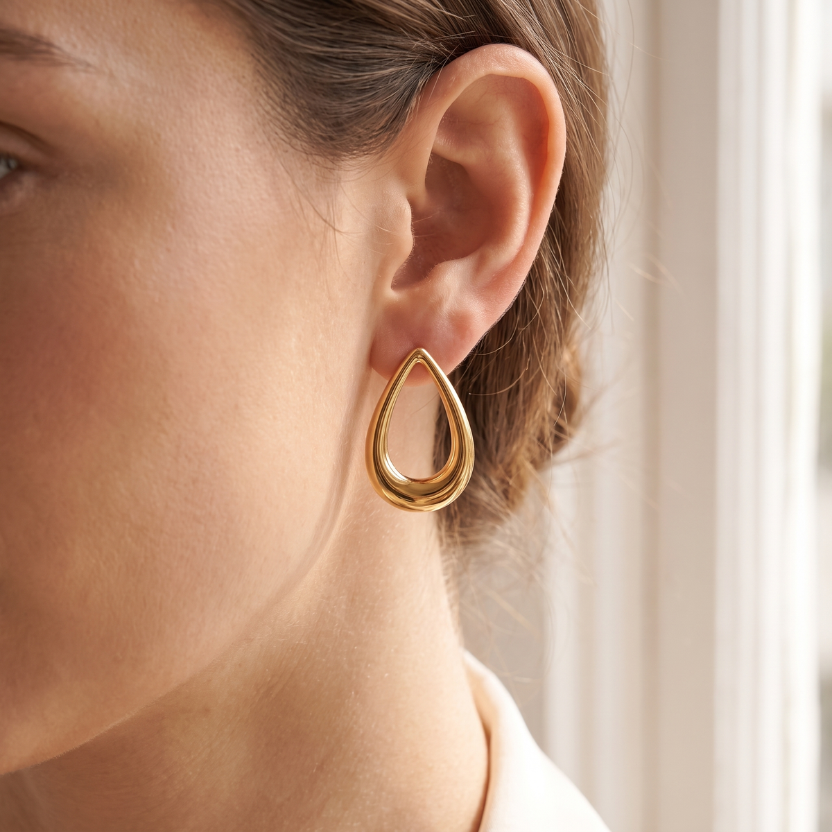 Luce Open Drop Earrings - worn - Rose & Giovanni