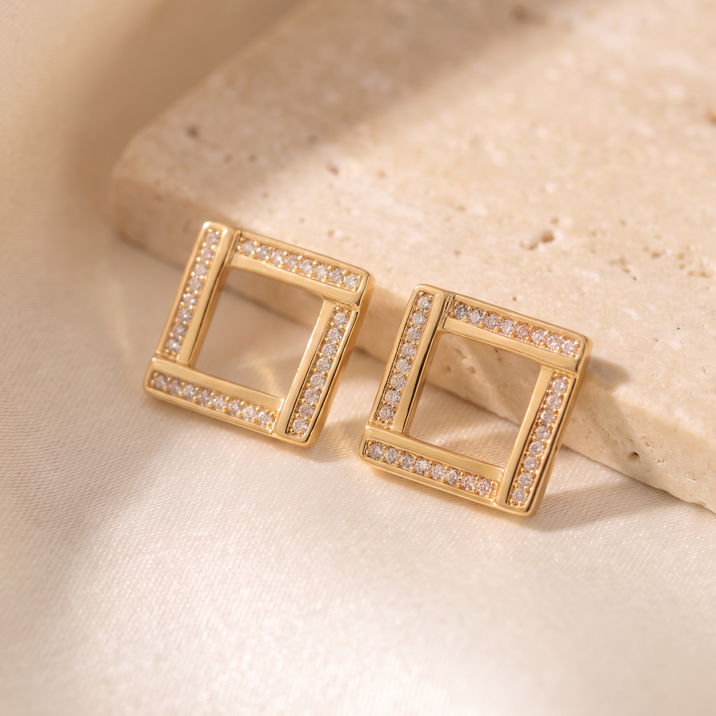 Quadra Square Earrings - detail - Rose & Giovanni