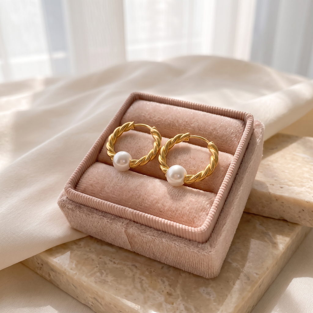 Torta Twisted Pearl Hoops - gift box - Rose & Giovanni