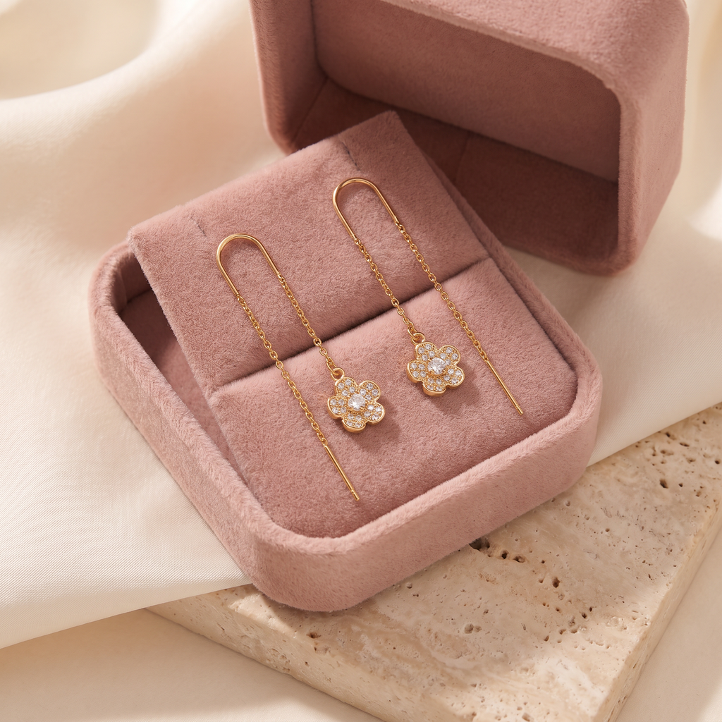Fiore Threader Earrings - gift box - Rose & Giovanni