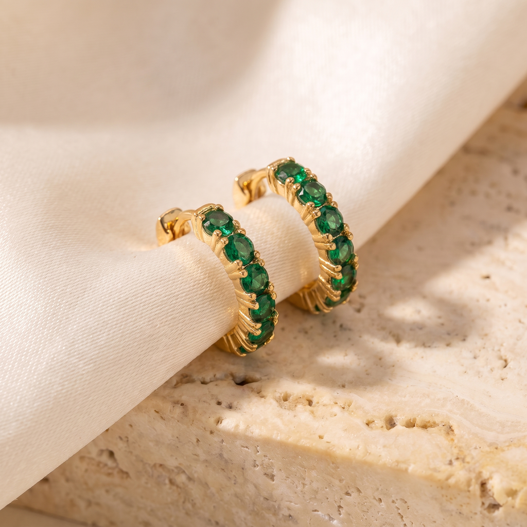 Mese Birthstone Huggies - detail - Rose & Giovanni