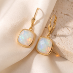 Opale Cushion Drop Earrings - detail - Rose & Giovanni