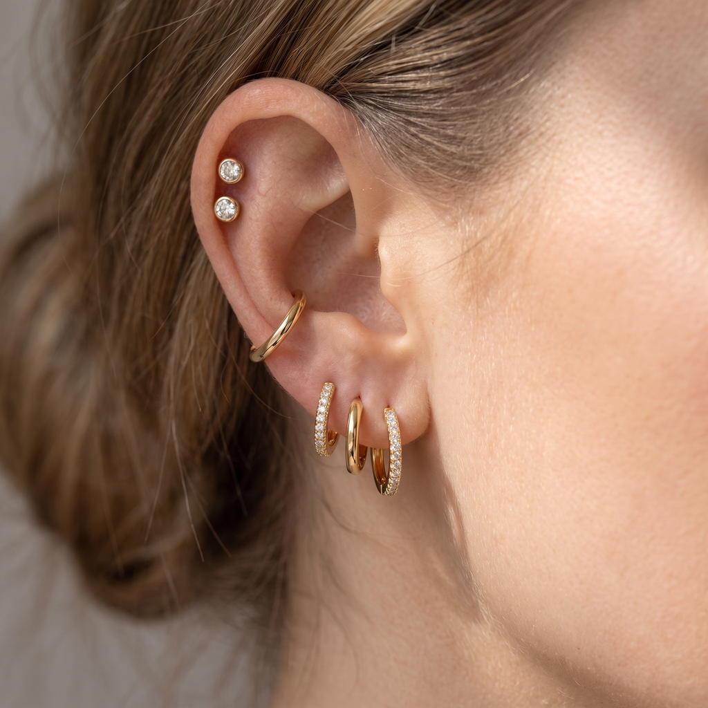 Giardino Earring Stack Set - worn - Rose & Giovanni