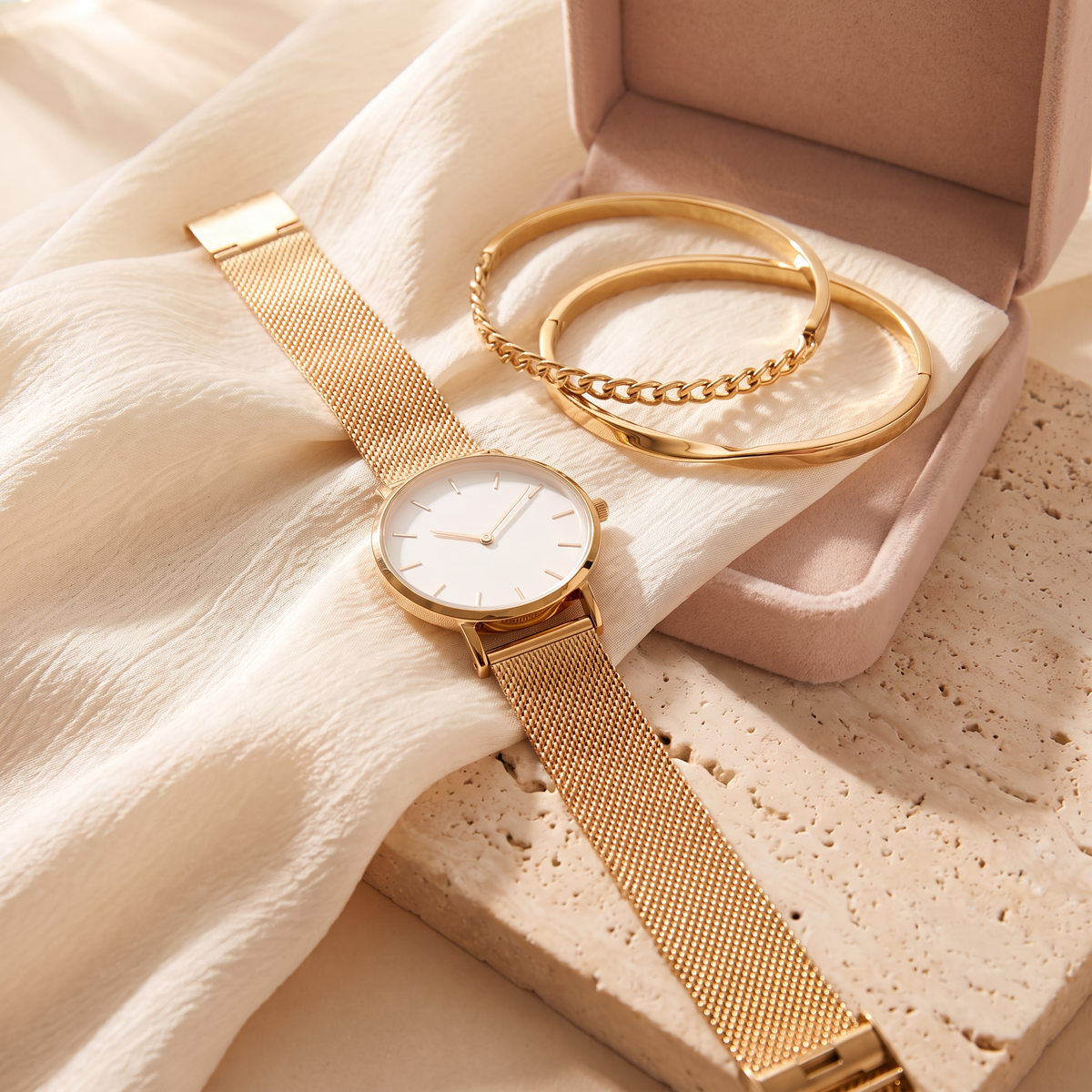 Ora Watch & Bracelet Set - gift box - Rose & Giovanni