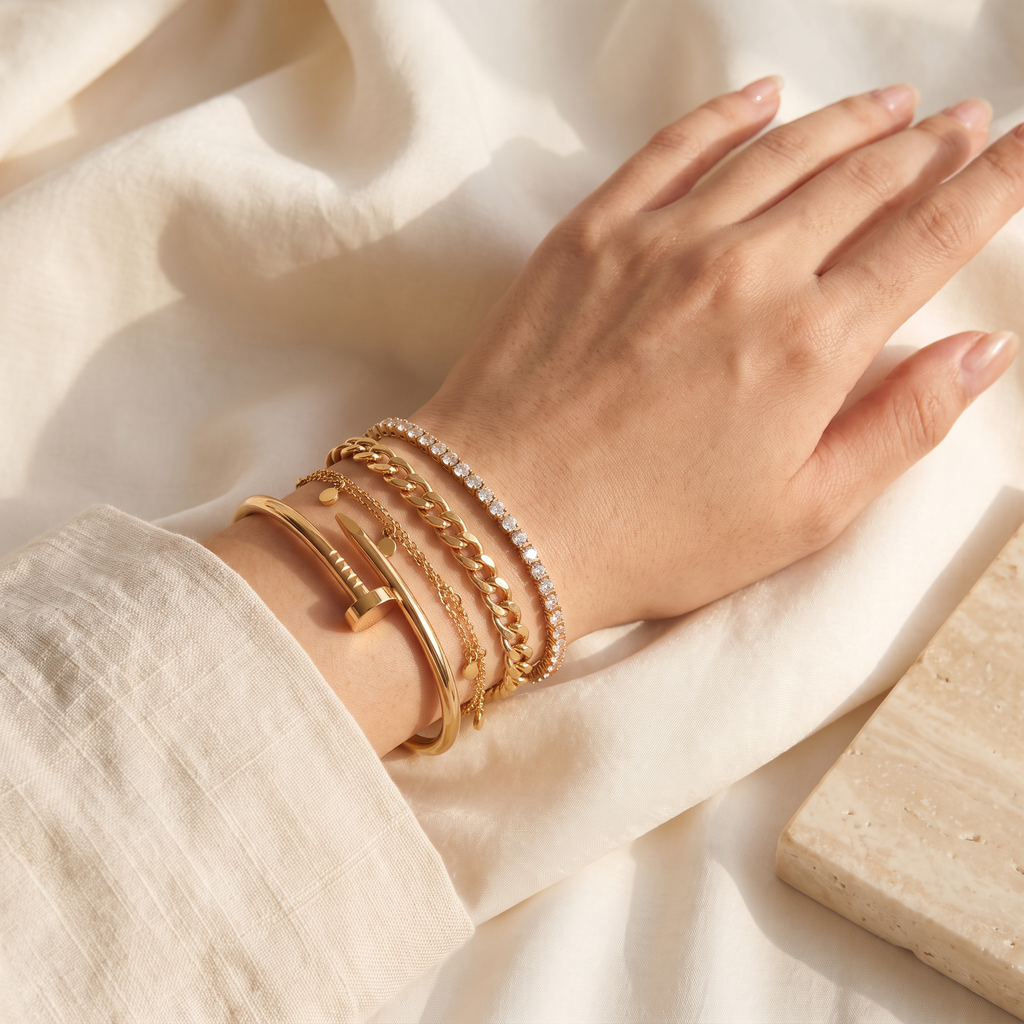 Lusso Bracelet Stack - worn - Rose & Giovanni