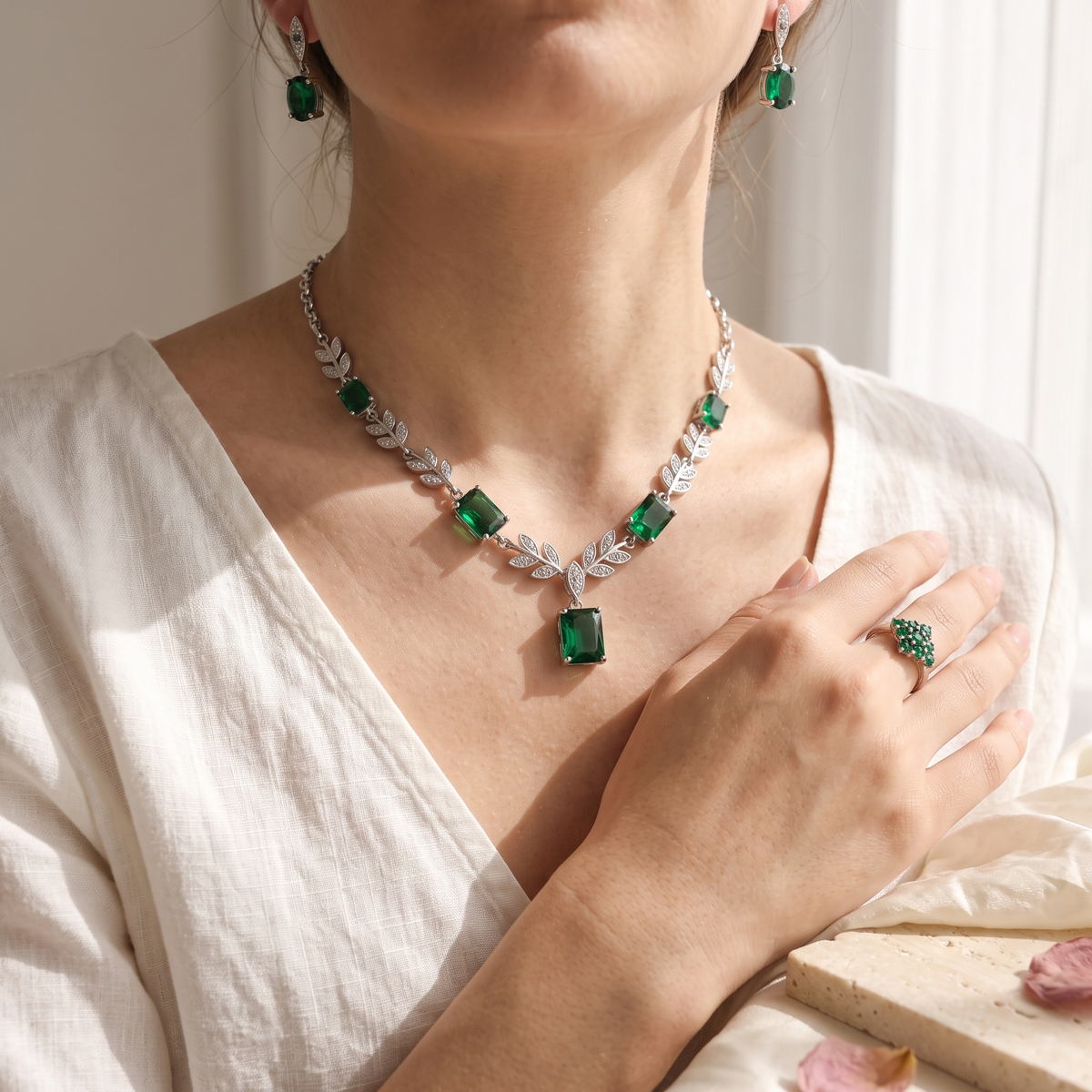 Verde Garden Jewellery Set - worn - Rose & Giovanni