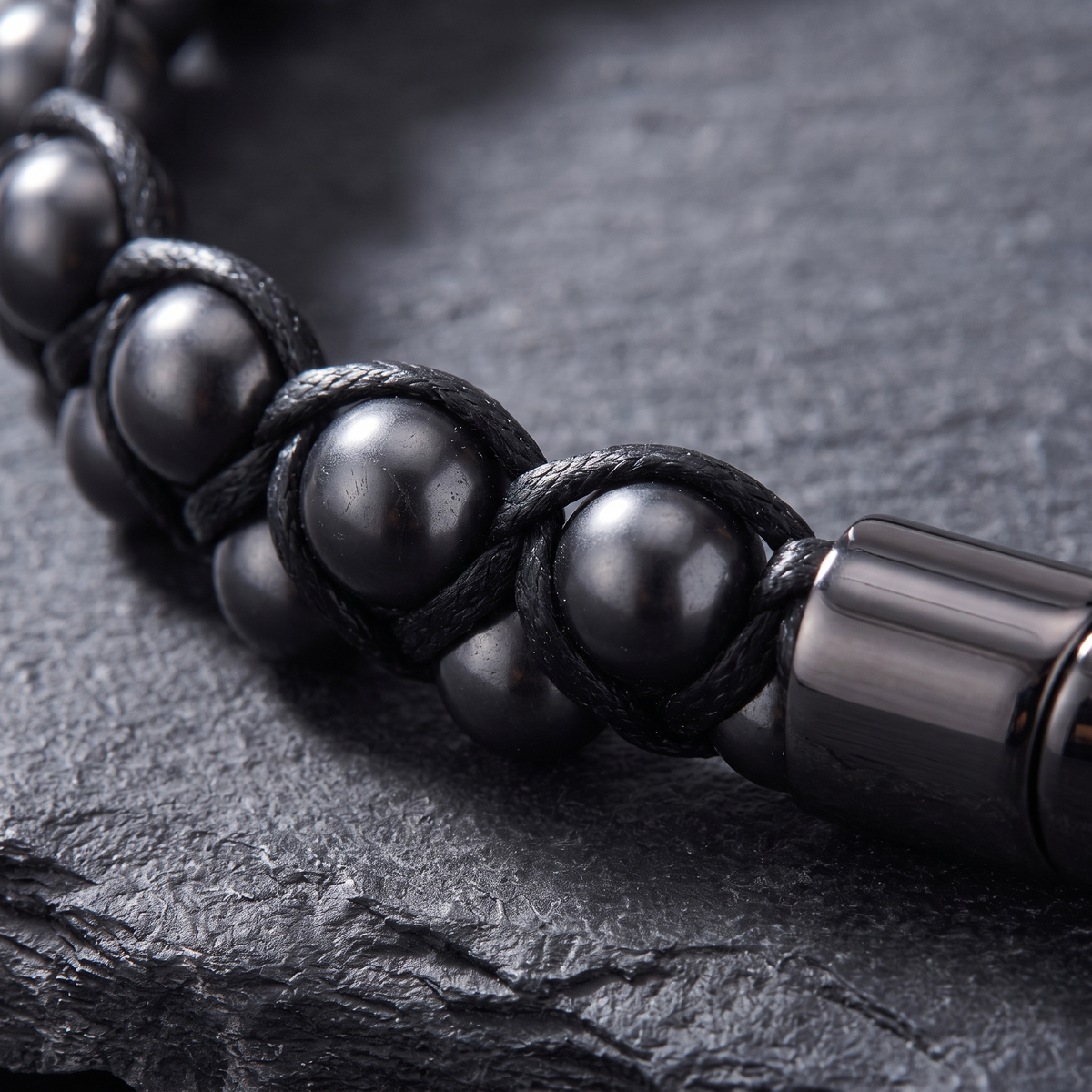 Giovanni Black Bead Bracelet - detail - Rose & Giovanni