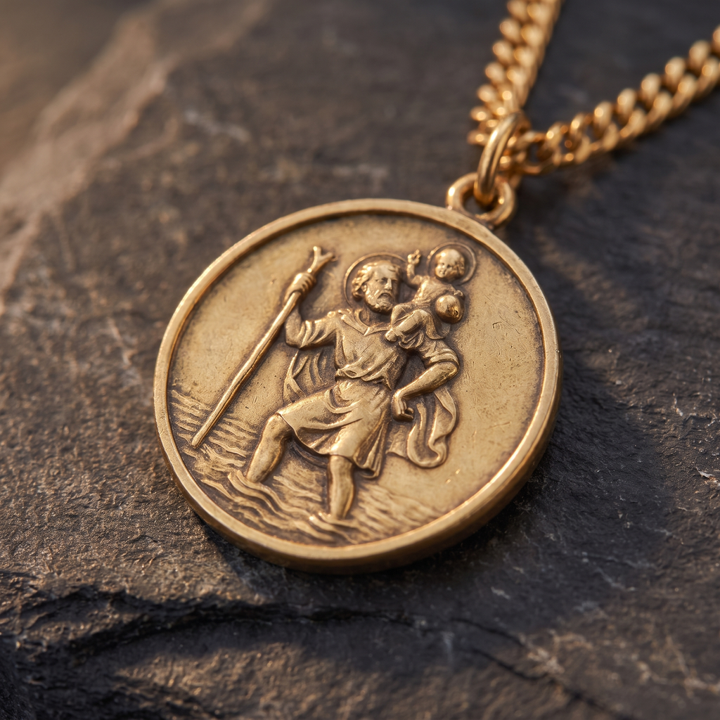 Giovanni St. Christopher Pendant - detail - Rose & Giovanni