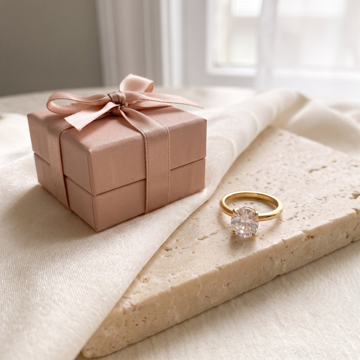 Ovale Solitaire Ring - gift box - Rose & Giovanni