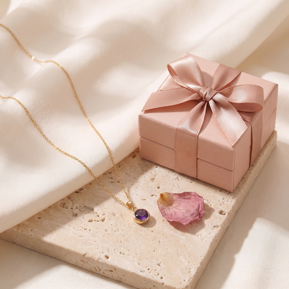 Mese Birthstone Necklace - gift box - Rose & Giovanni