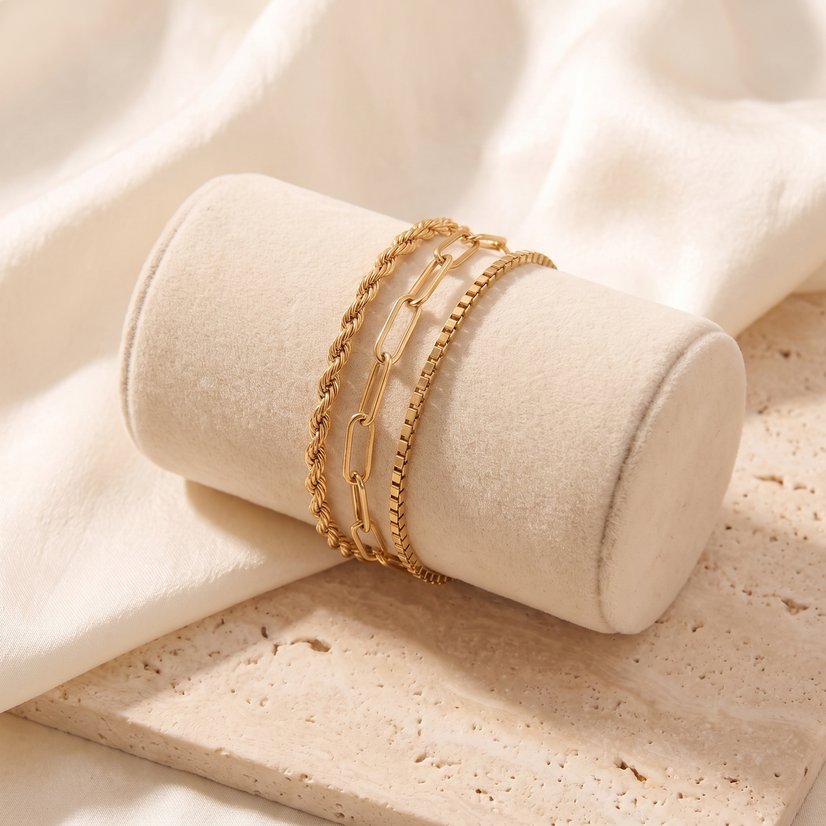 Portofino Bracelet Stack - worn - Rose & Giovanni