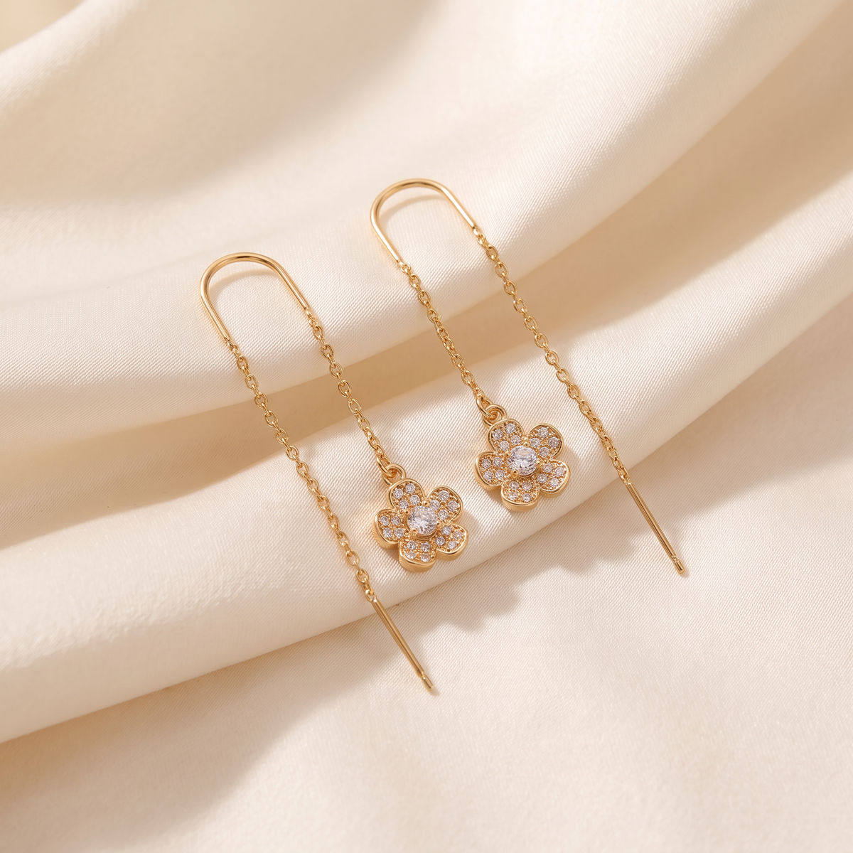 Fiore Threader Earrings - detail - Rose & Giovanni