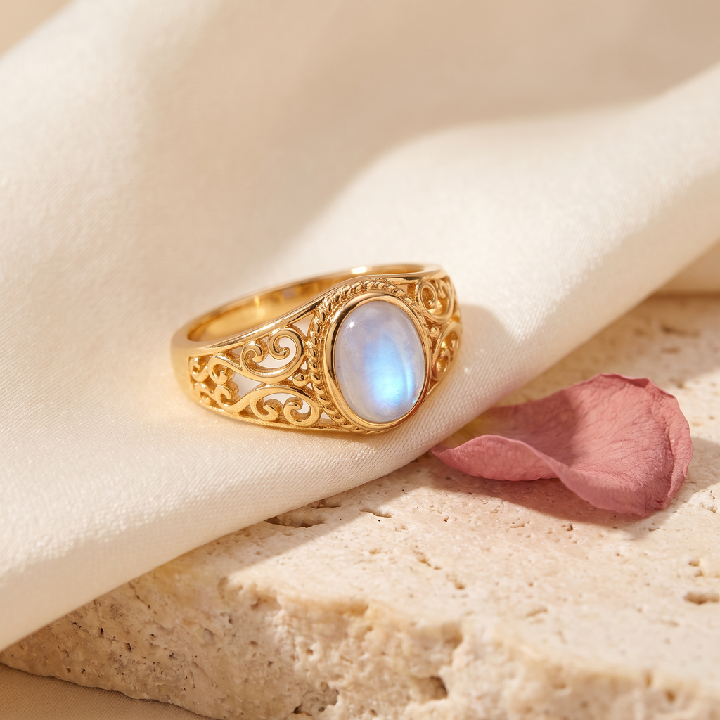 Selene Moonstone Ring - Rose & Giovanni