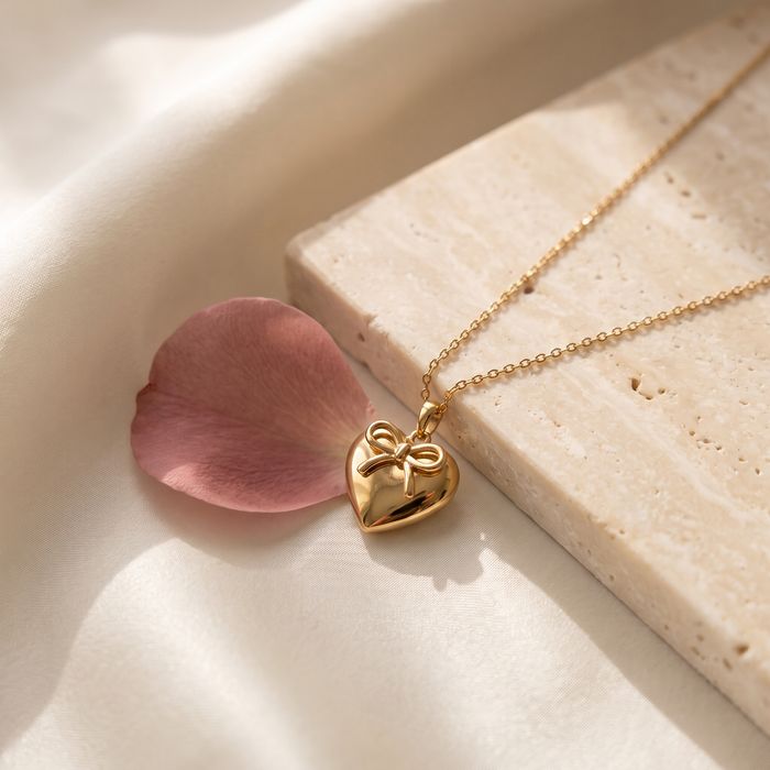 Nastro Bow Heart Necklace - Rose & Giovanni