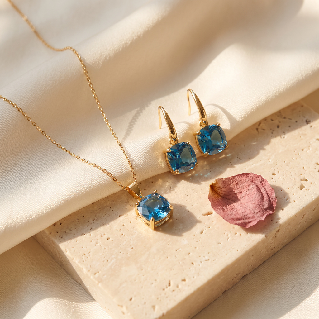 Azzurra Blue Stone Jewellery Set - Rose & Giovanni