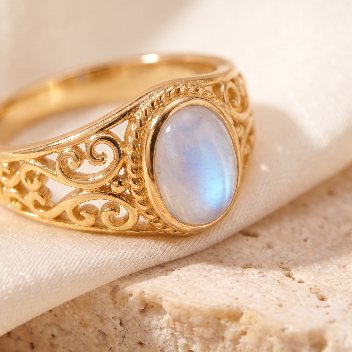 Selene Moonstone Ring - detail - Rose & Giovanni