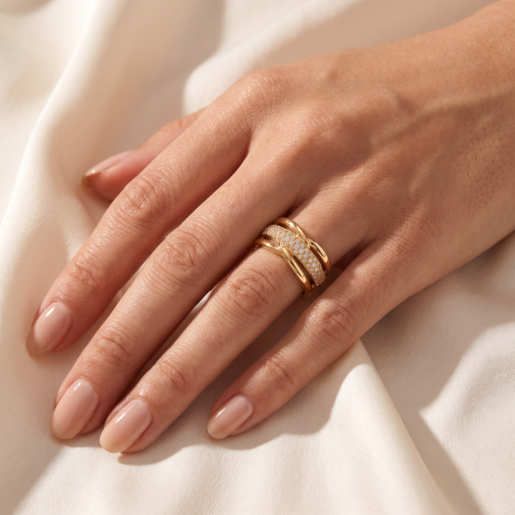 Tre Strati Triple Layer Ring - worn - Rose & Giovanni