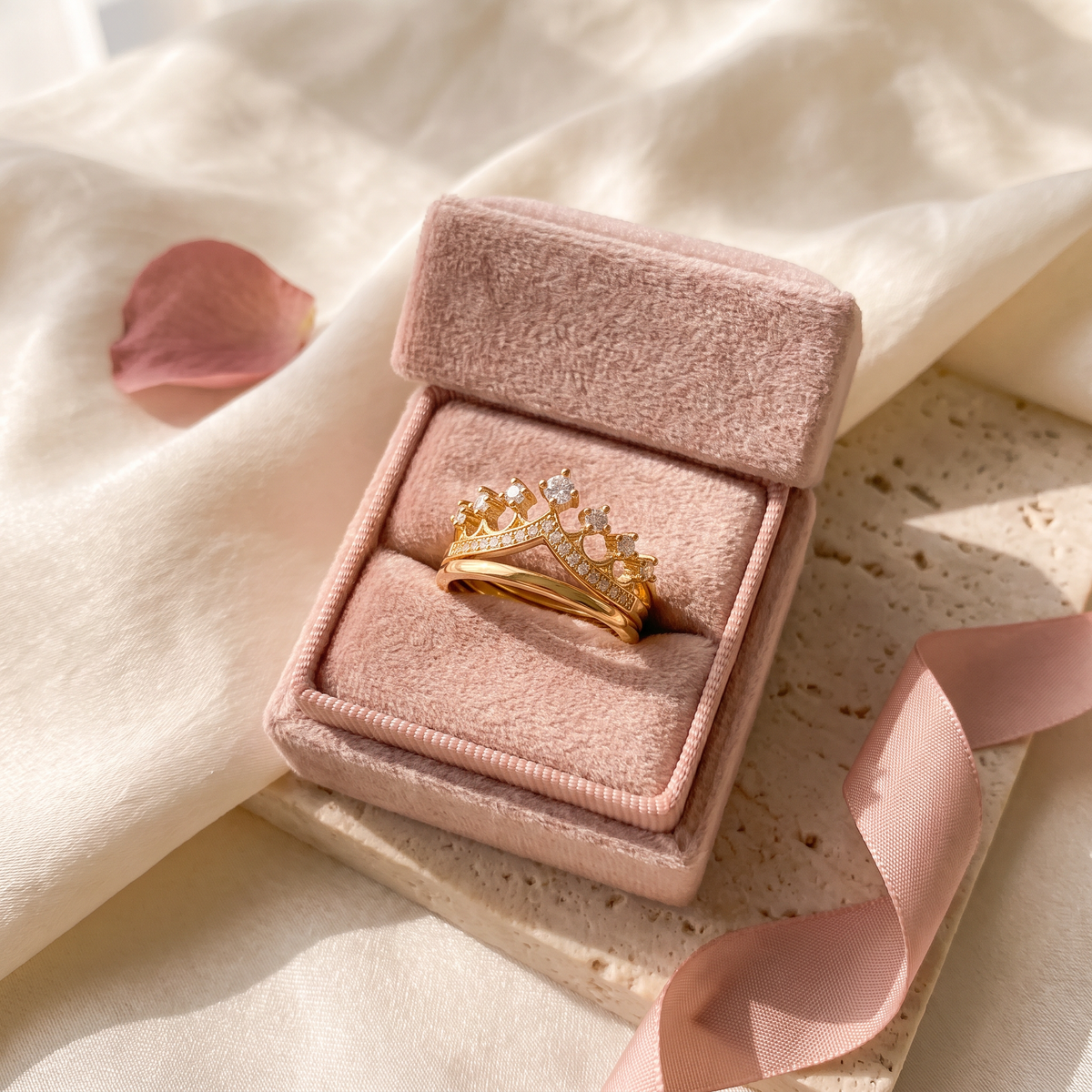Corona Crown Ring - gift box - Rose & Giovanni