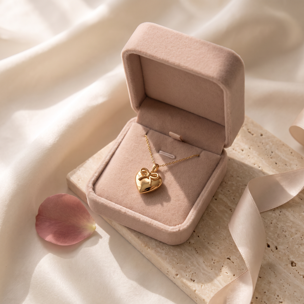 Nastro Bow Heart Necklace - gift box - Rose & Giovanni