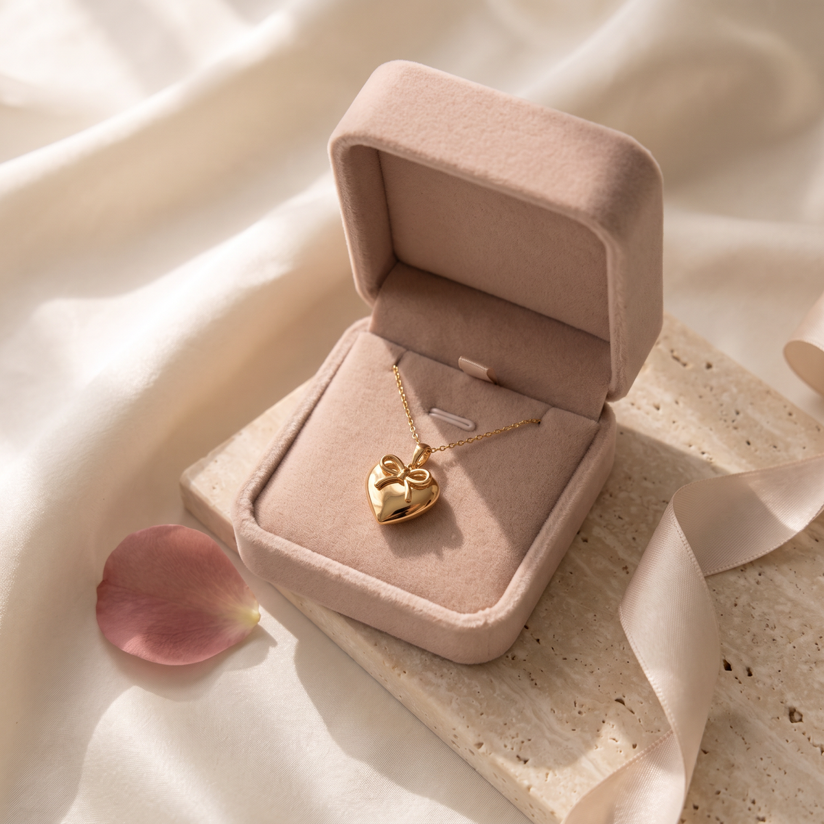Nastro Bow Heart Necklace - gift box - Rose & Giovanni
