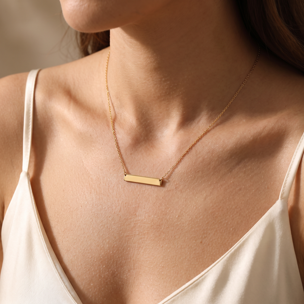 Barra Bar Necklace - worn - Rose & Giovanni