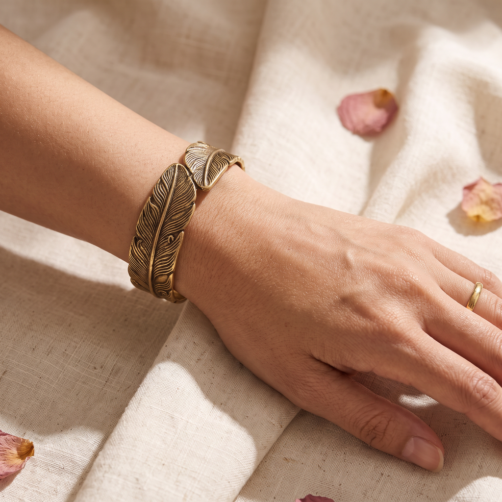 Piuma Feather Cuff - worn - Rose & Giovanni