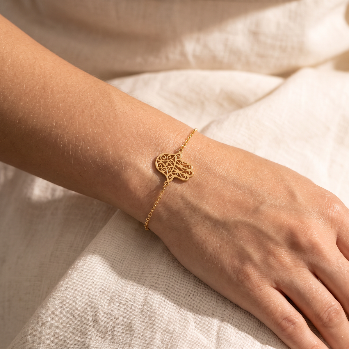 Protezione Hamsa Bracelet - worn - Rose & Giovanni