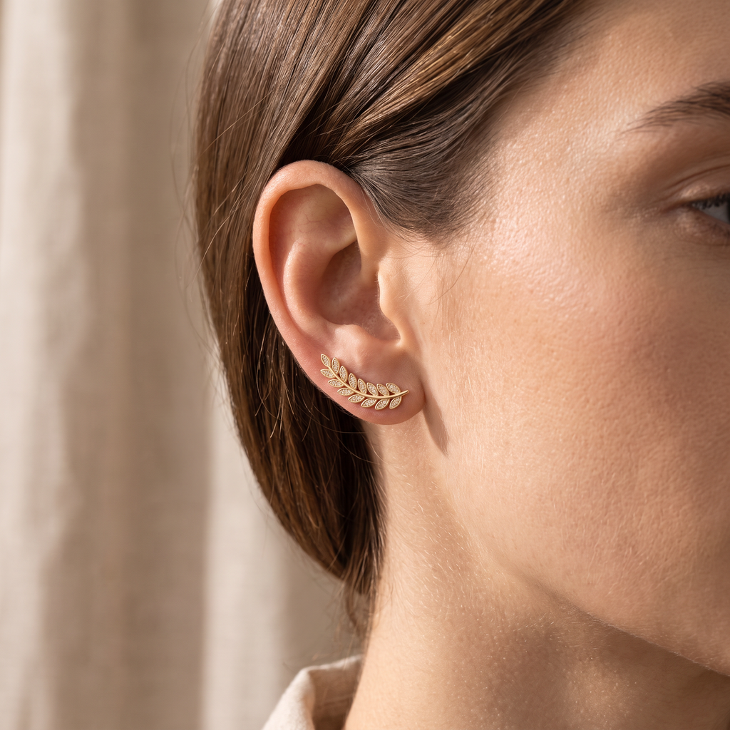 Rampicante Leaf Climber Earrings - worn - Rose & Giovanni