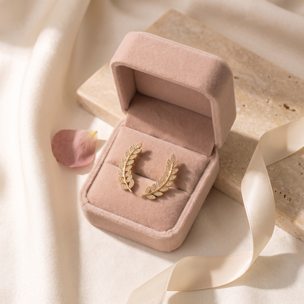Rampicante Leaf Climber Earrings - gift box - Rose & Giovanni