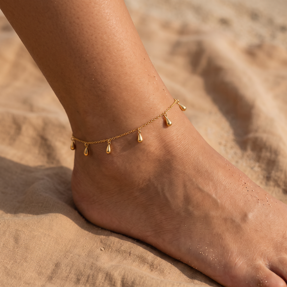 Goccia Drop Anklet - worn - Rose & Giovanni