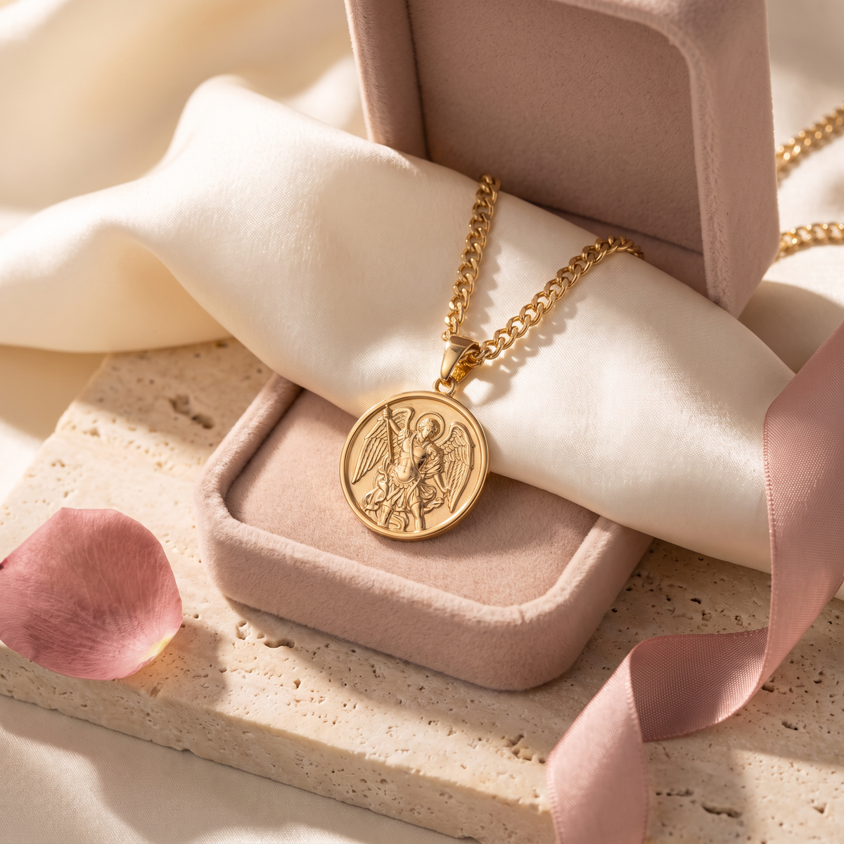 Giovanni St. Michael Pendant - gift box - Rose & Giovanni