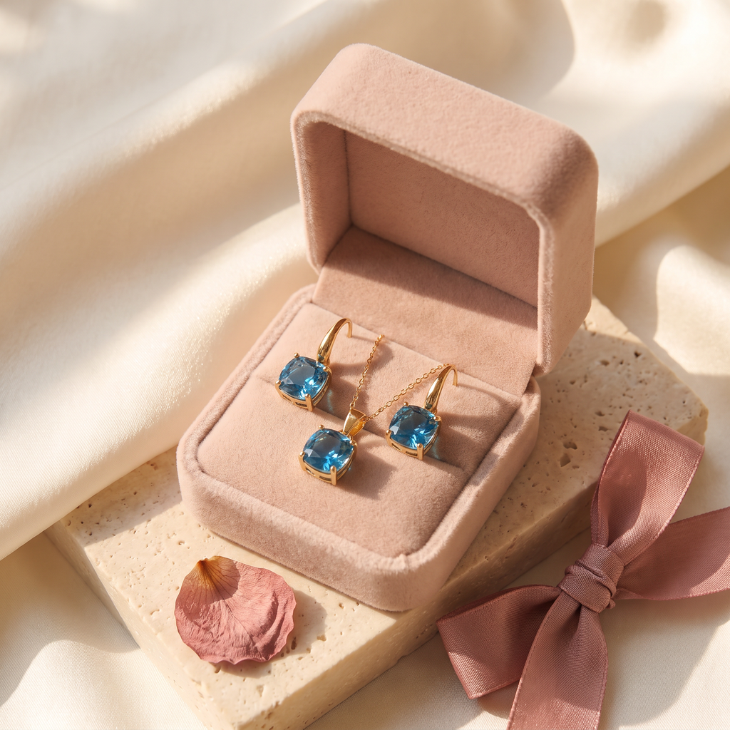 Azzurra Blue Stone Jewellery Set - gift box - Rose & Giovanni