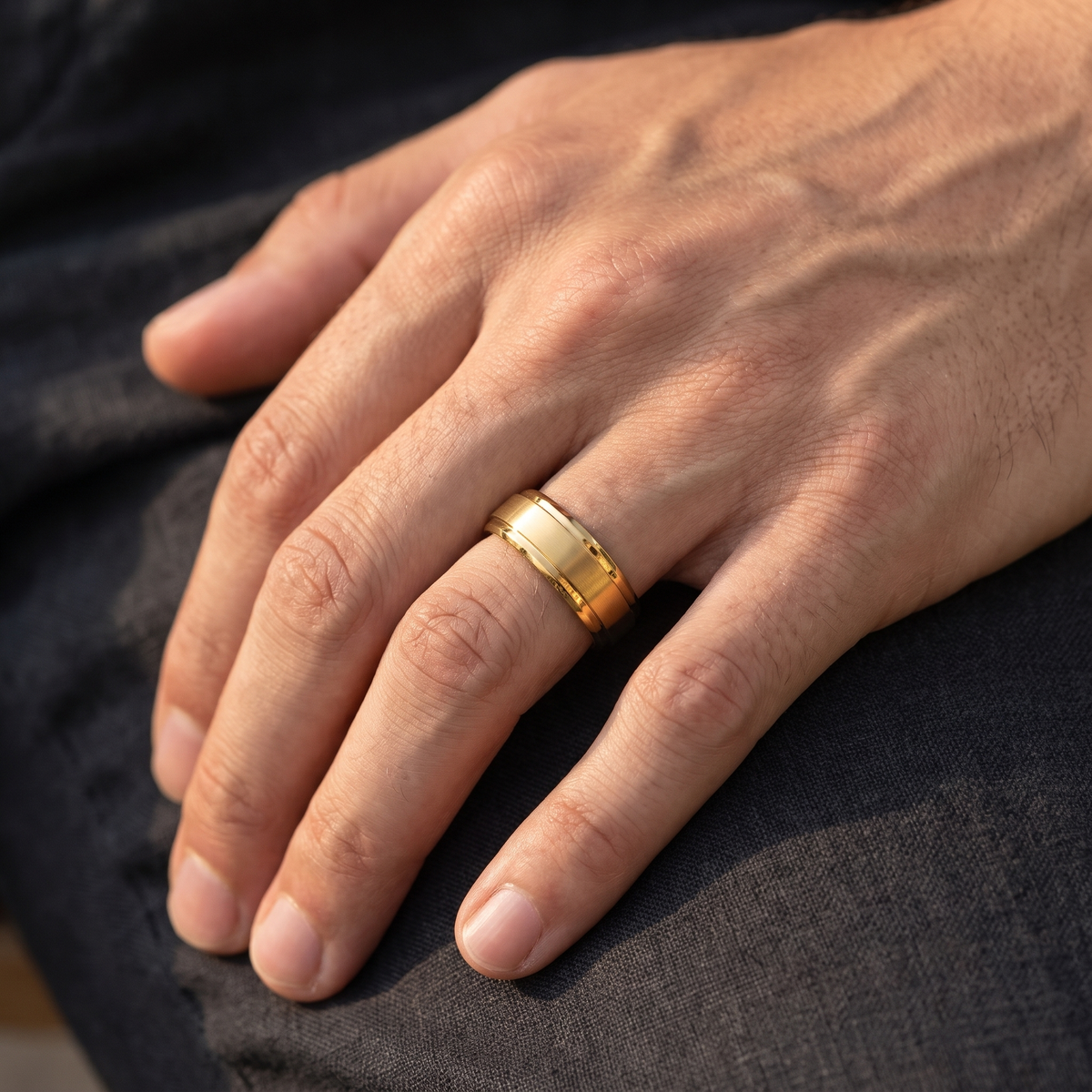 Giovanni Bevelled Band Ring - worn - Rose & Giovanni