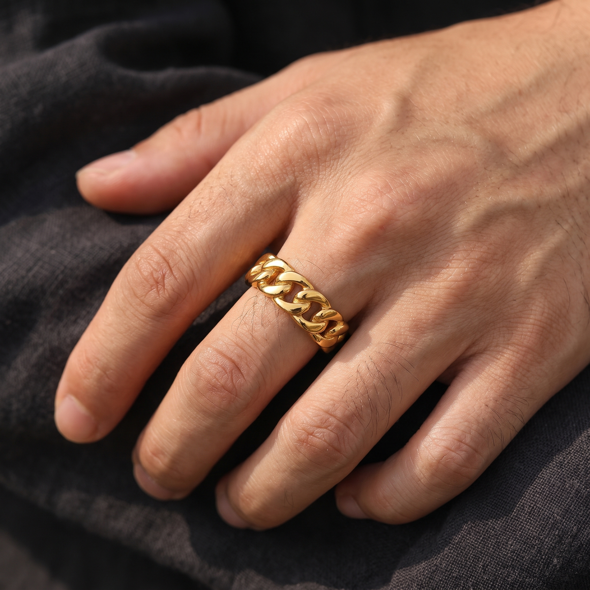 Giovanni Cuban Link Ring - worn - Rose & Giovanni