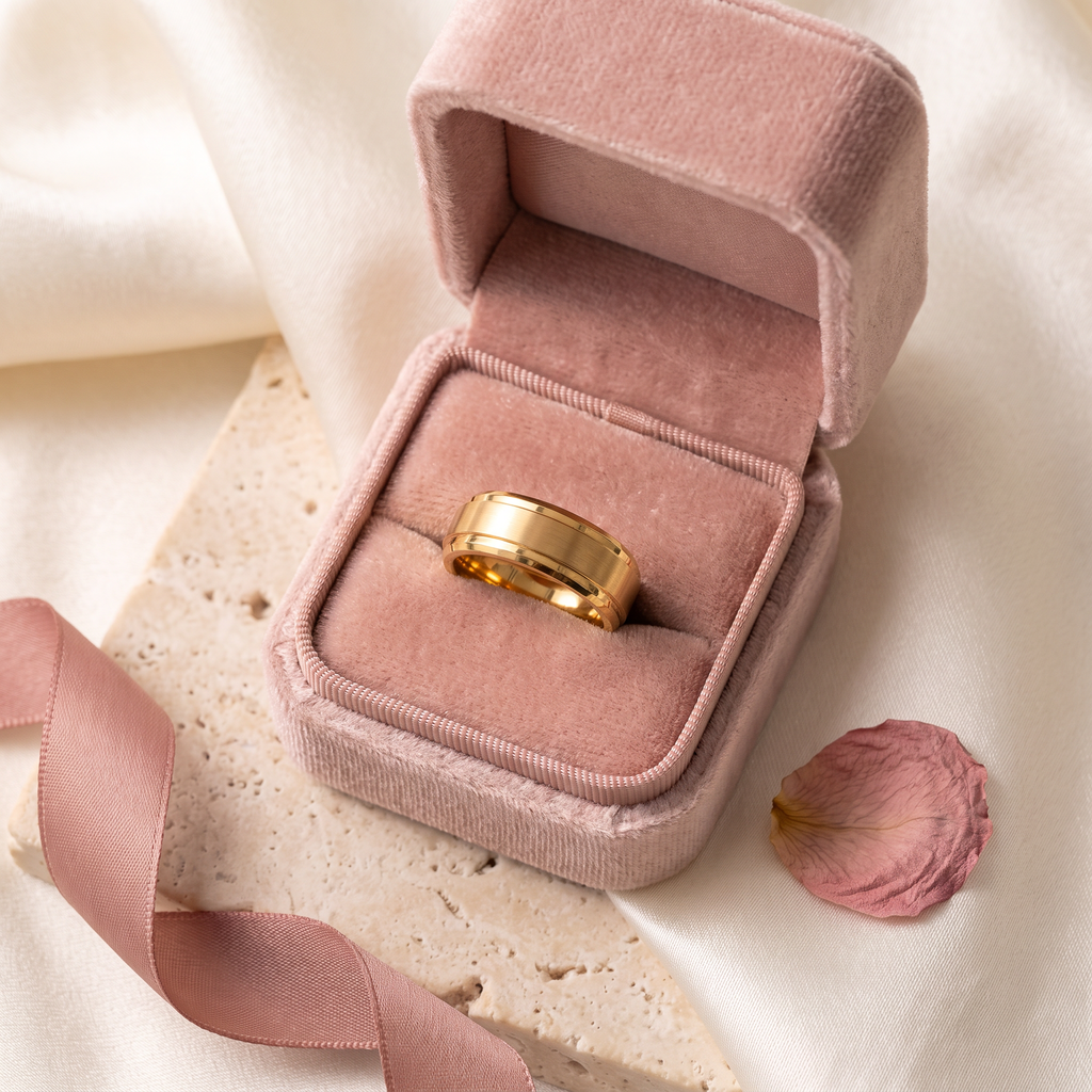 Giovanni Bevelled Band Ring - gift box - Rose & Giovanni