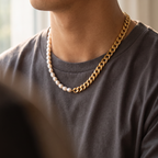 Giovanni Pearl & Cuban Chain - worn - Rose & Giovanni