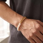 Giovanni Pearl & Cuban Bracelet - worn - Rose & Giovanni