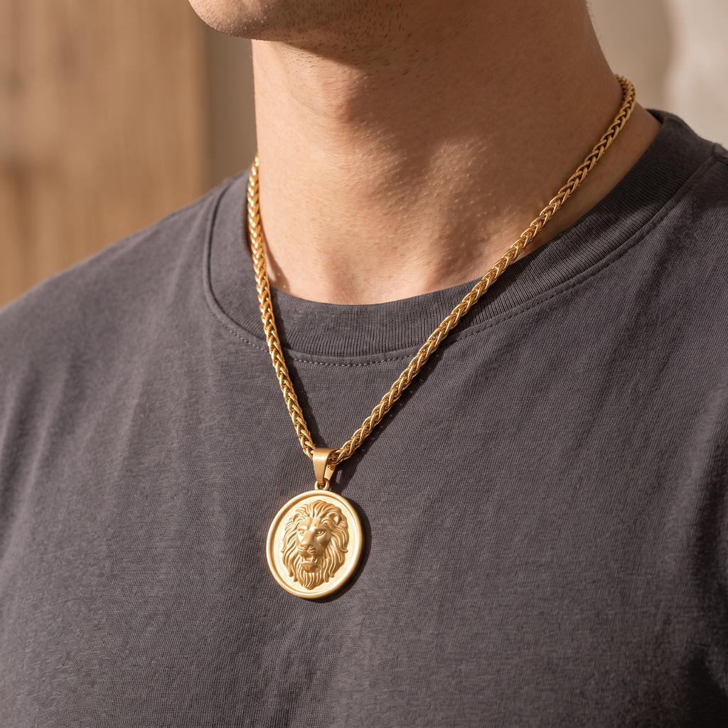 Giovanni Lion Pendant - worn - Rose & Giovanni