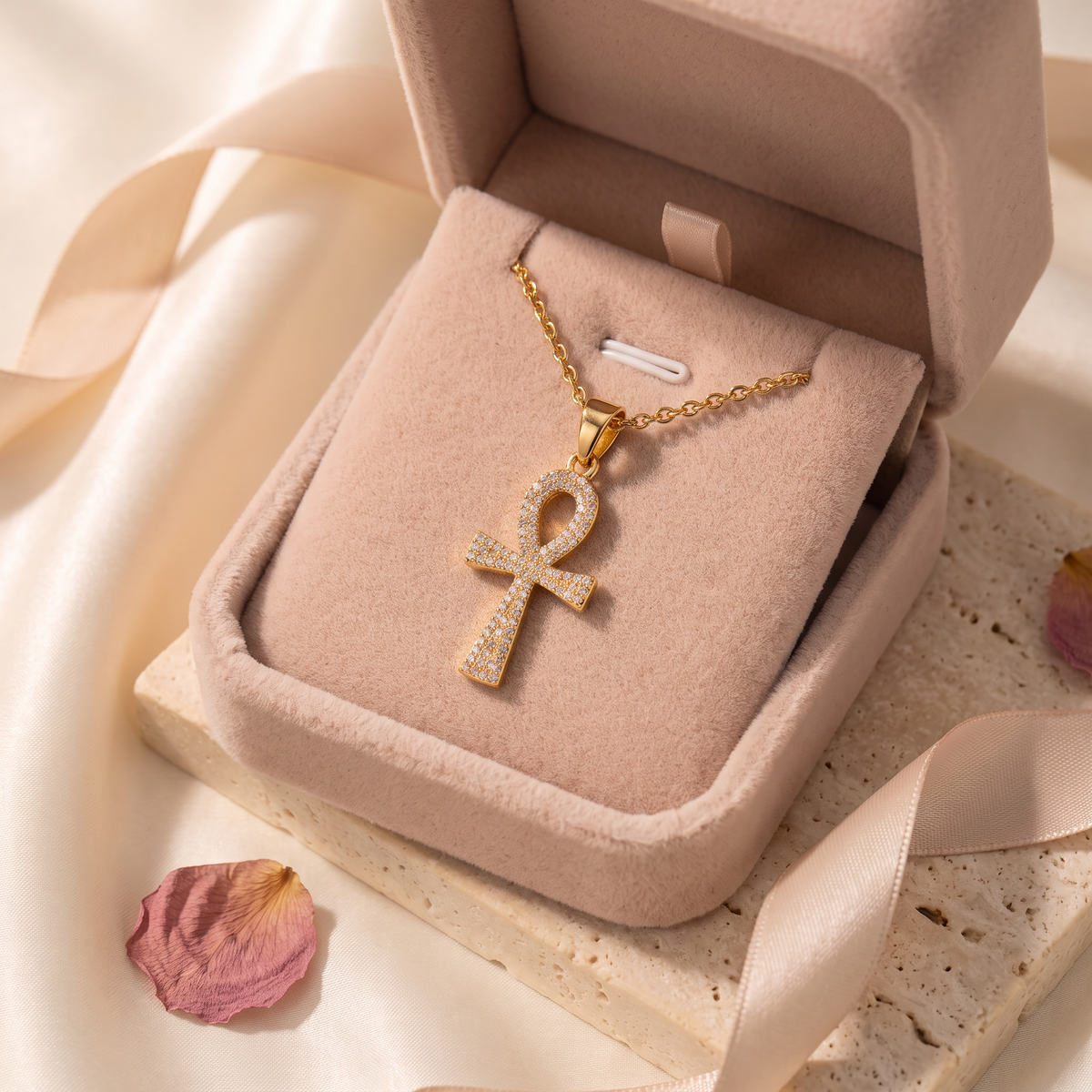 Giovanni Iced Ankh Pendant - gift box - Rose & Giovanni