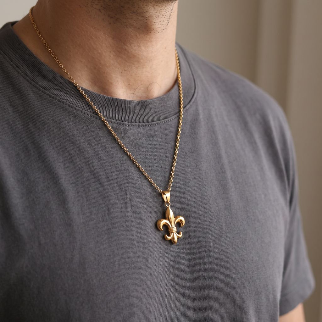 Giovanni Fleur-de-Lis Pendant - worn - Rose & Giovanni