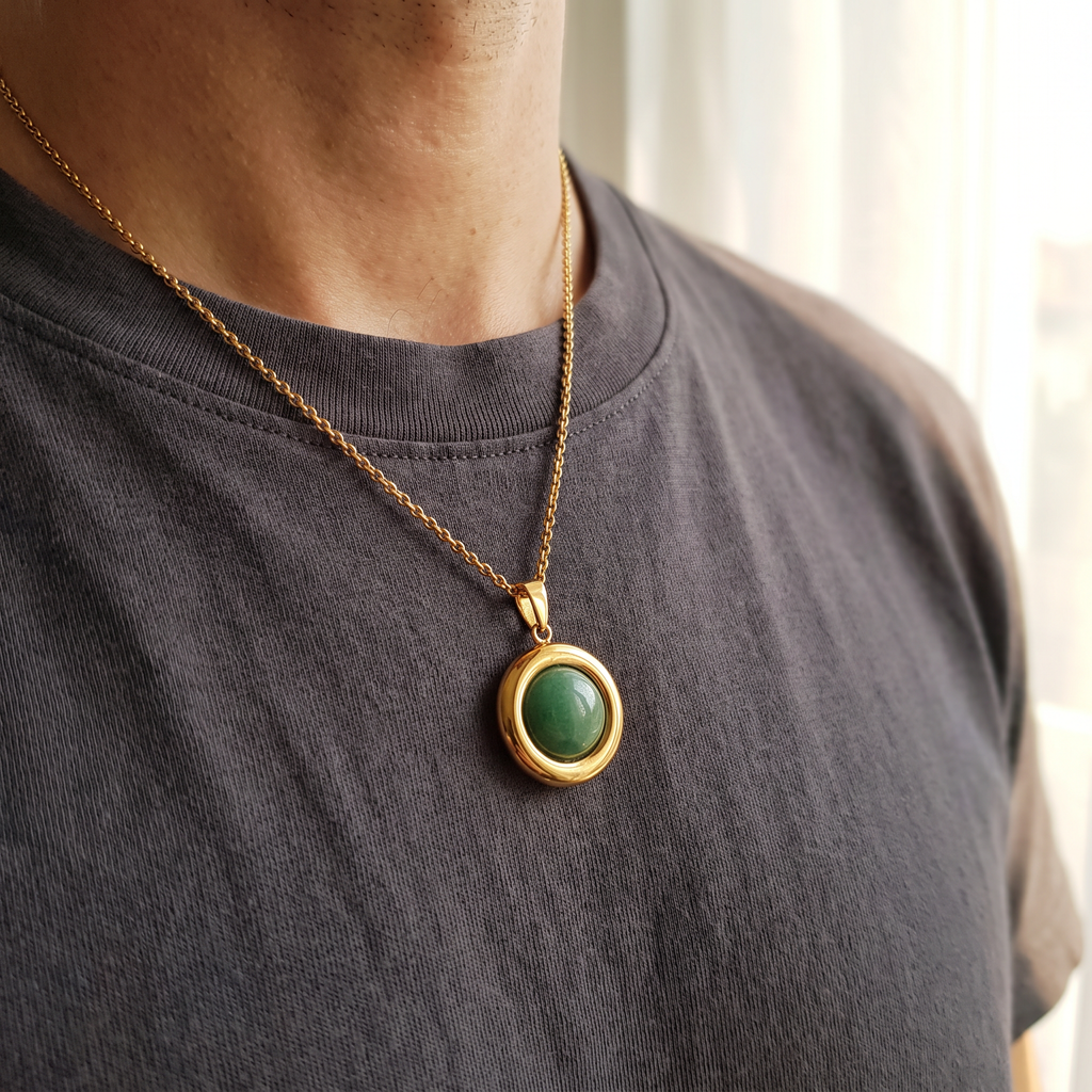 Giovanni Aventurine Pendant - worn - Rose & Giovanni