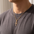 Giovanni Iced Ankh Pendant - worn - Rose & Giovanni