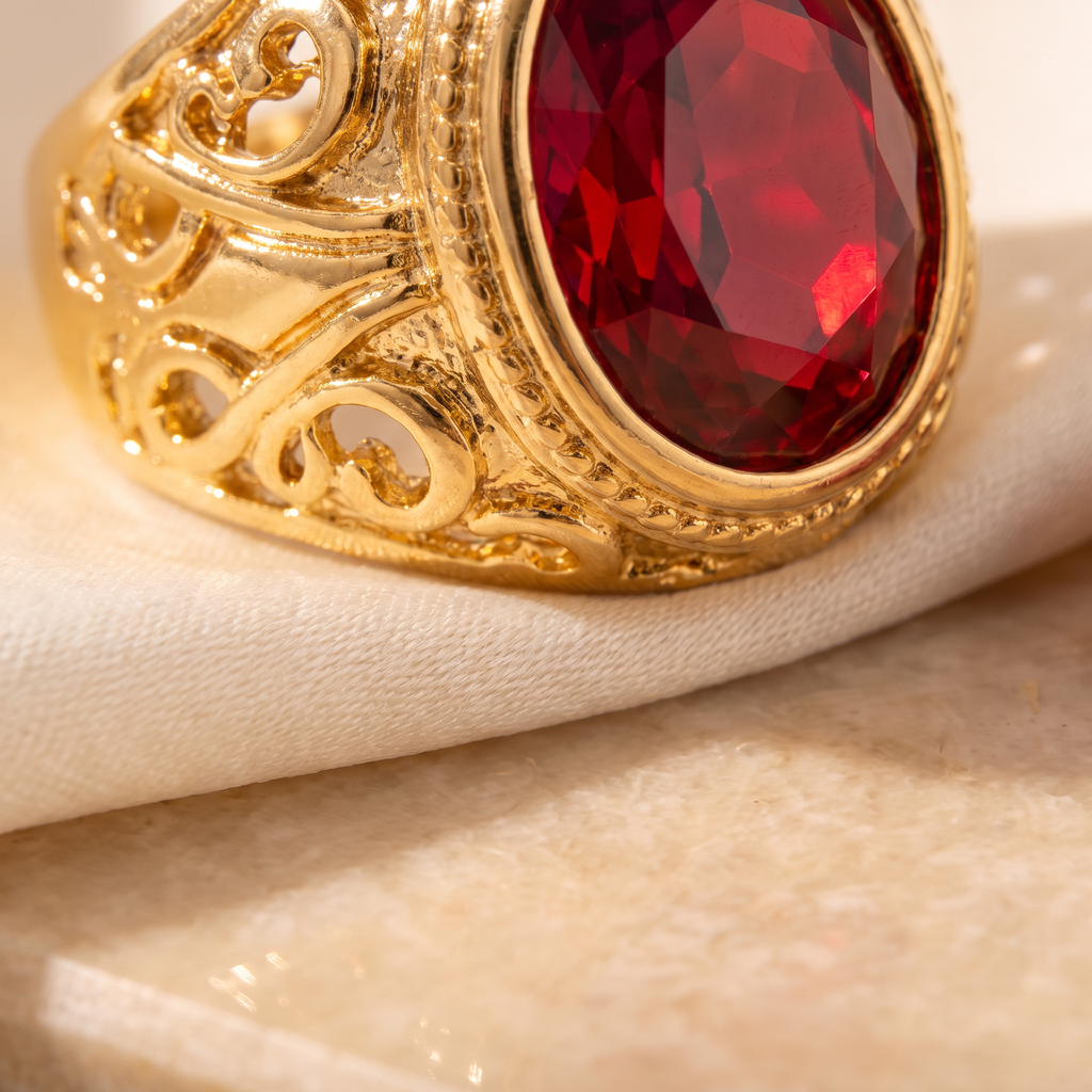 Giovanni Ruby Statement Ring - detail - Rose & Giovanni